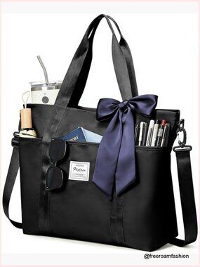Large Lightweight Tote Bag with Zipper Top Handle Shoulder Bag Work Travel